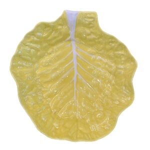 Vintage Secla Yellow Cabbage Leaf Platter Plate Dish Majolica Large Portugal